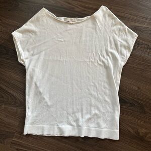 LOFT Size S White Short Sleeve Boatneck Knit Top